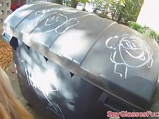 Real teen fucked outdoors in spycam action